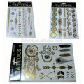 non-toxic tattoo sticker,hot metallic waterproof temporary tattoo sticker,golden temporary tattoo